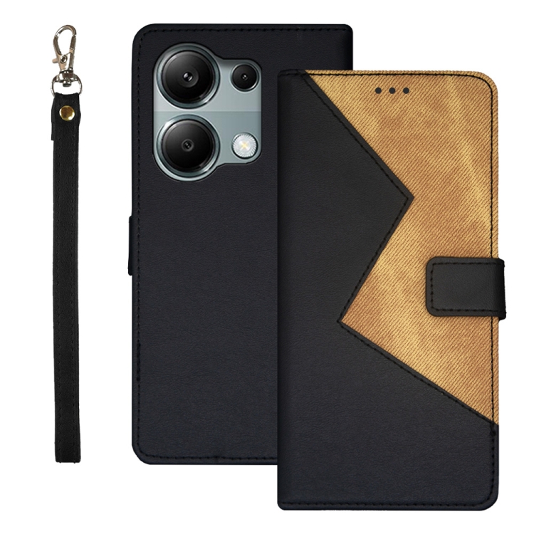 

For Xiaomi Redmi Note 13 Pro 4G idewei Two-color Splicing Leather Phone Case(Black)