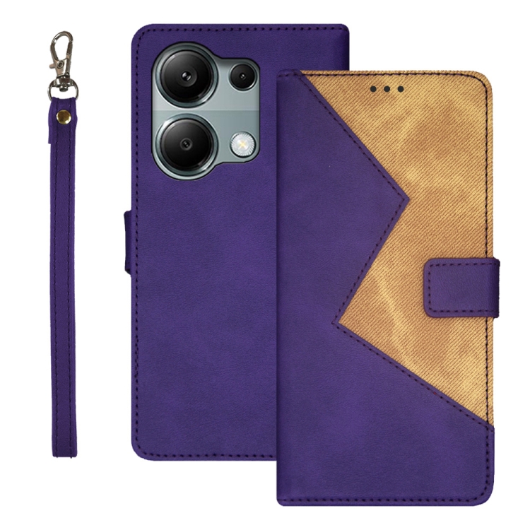 

For Xiaomi Redmi Note 13 Pro 4G idewei Two-color Splicing Leather Phone Case(Purple)