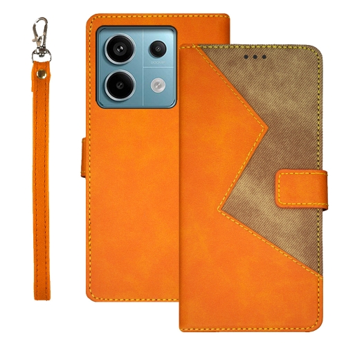 

For Xiaomi Redmi Note 13 Pro 5G idewei Two-color Splicing Leather Phone Case(Orange)