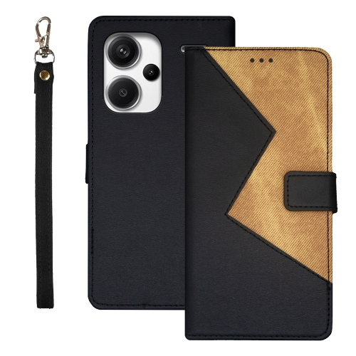 

For Xiaomi Redmi Note 13 Pro+ 5G idewei Two-color Splicing Leather Phone Case(Black)