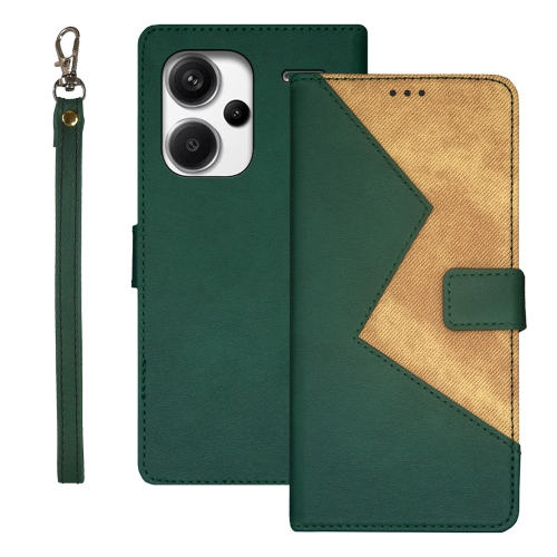 

For Xiaomi Redmi Note 13 Pro+ 5G idewei Two-color Splicing Leather Phone Case(Green)
