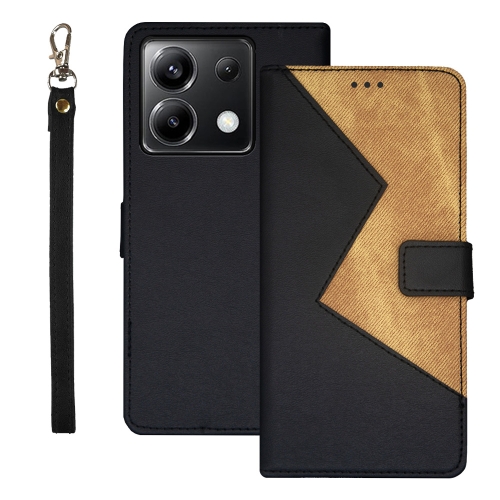 

For Xiaomi Poco X6 5G idewei Two-color Splicing Leather Phone Case(Black)