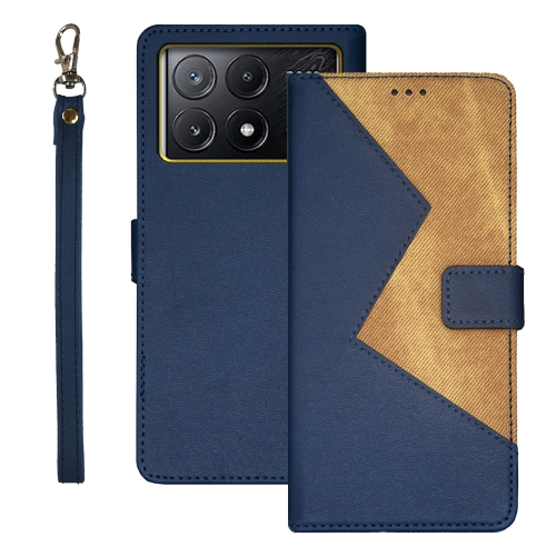 

For Xiaomi Poco X6 Pro 5G idewei Two-color Splicing Leather Phone Case(Blue)