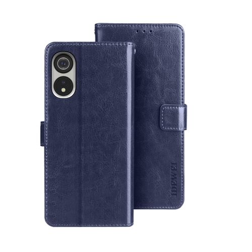 

For Cubot P60 idewei Crazy Horse Texture Leather Phone Case with Holder(Blue)