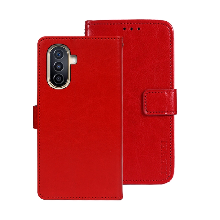 

For Huawei nova Y71 idewei Crazy Horse Texture Leather Phone Case with Holder(Red)