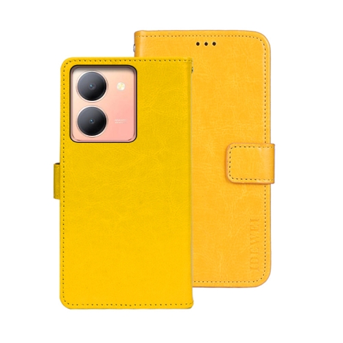 

For vivo Y78 5G idewei Crazy Horse Texture Leather Phone Case with Holder(Yellow)