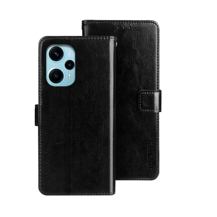 

For Xiaomi Poco F5 5G idewei Crazy Horse Texture Leather Phone Case(Black)