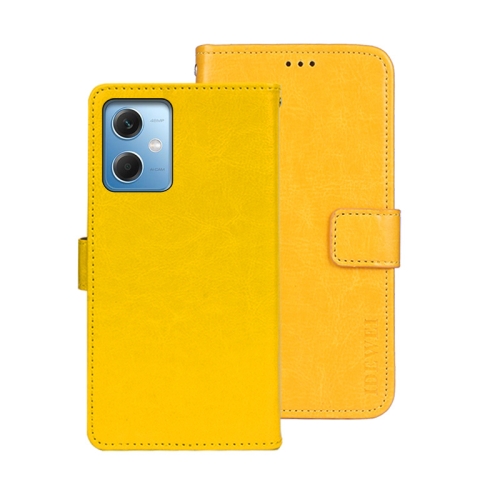 

For Xiaomi Redmi Note 12 4G Global idewei Crazy Horse Texture Leather Phone Case(Yellow)