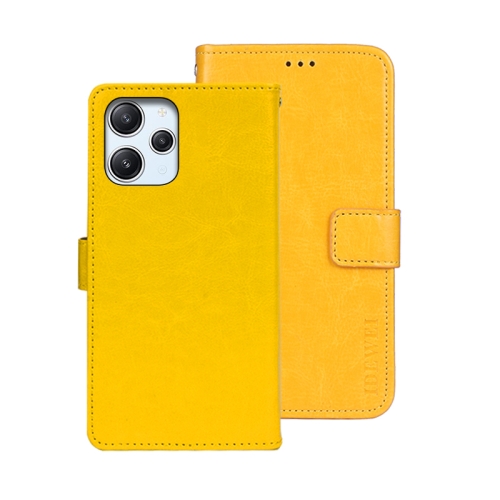 

For Xiaomi Redmi 12 4G idewei Crazy Horse Texture Leather Phone Case(Yellow)