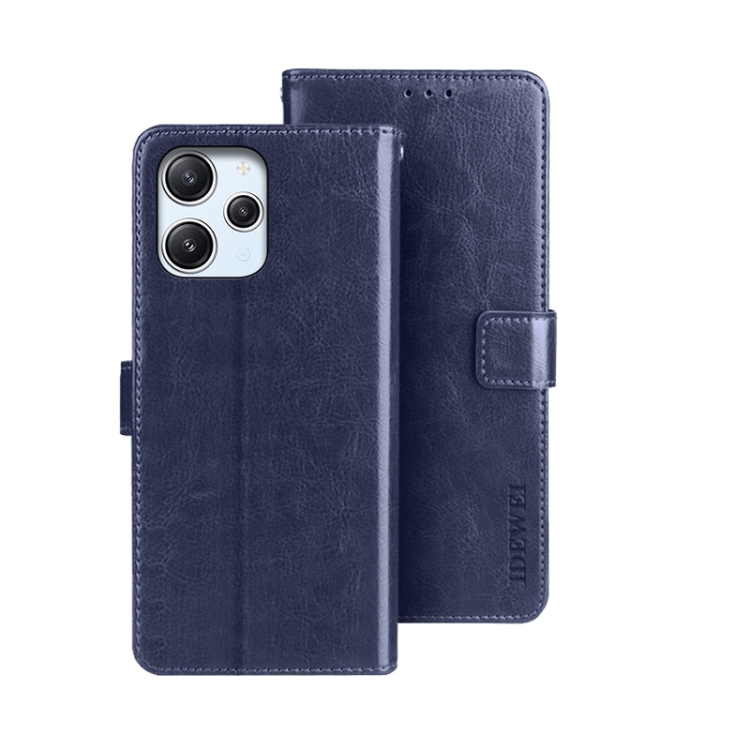 

For Xiaomi Redmi 12 4G idewei Crazy Horse Texture Leather Phone Case(Blue)