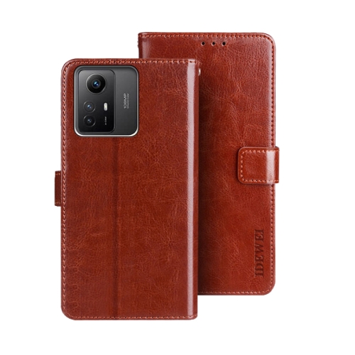 

For Xiaomi Redmi Note 12S idewei Crazy Horse Texture Leather Phone Case(Brown)