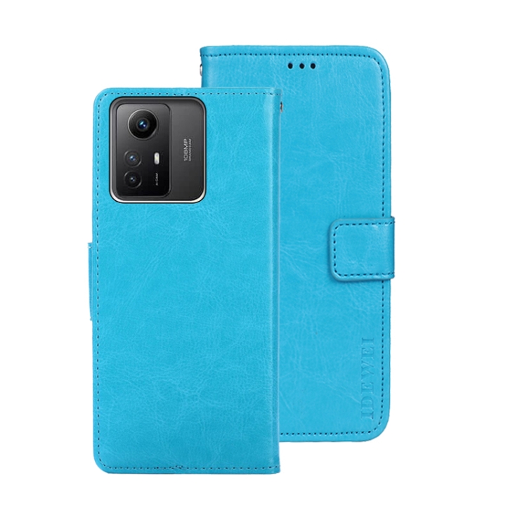 

For Xiaomi Redmi Note 12S idewei Crazy Horse Texture Leather Phone Case(Sky Blue)