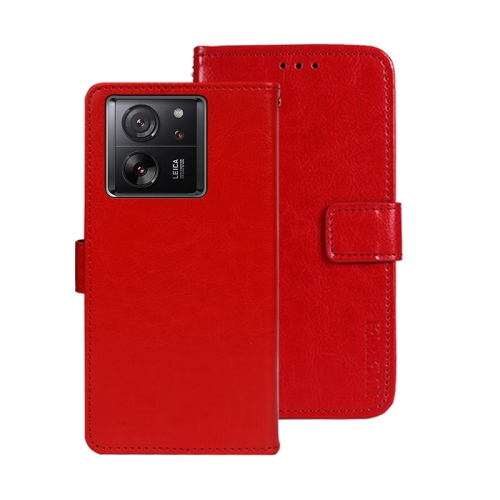 

For Xiaomi 13T / 13T Pro idewei Crazy Horse Texture Leather Phone Case(Red)