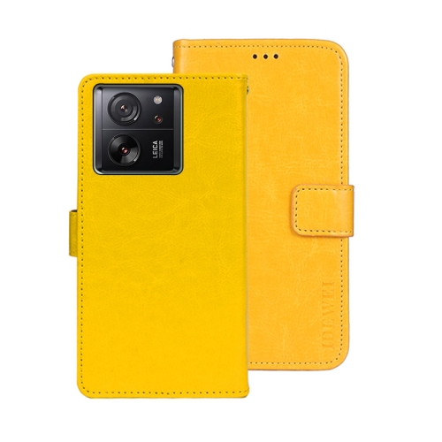 

For Xiaomi 13T / 13T Pro idewei Crazy Horse Texture Leather Phone Case(Yellow)