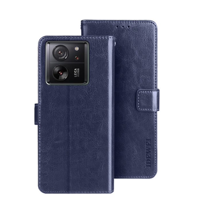 

For Xiaomi 13T / 13T Pro idewei Crazy Horse Texture Leather Phone Case(Blue)