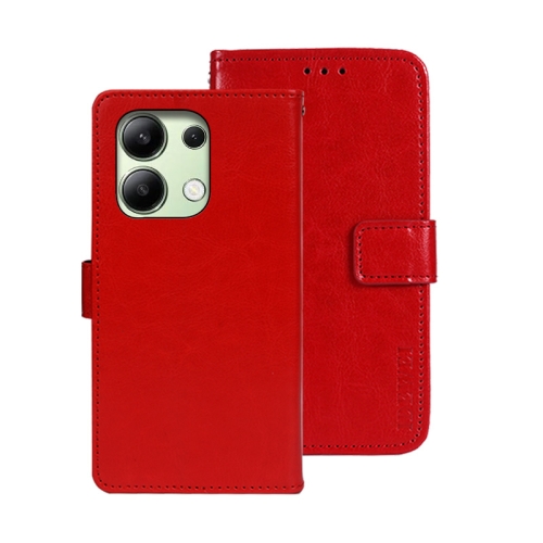 

For Xiaomi Redmi Note 13 4G Global idewei Crazy Horse Texture Leather Phone Case(Red)