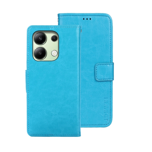 

For Xiaomi Redmi Note 13 4G Global idewei Crazy Horse Texture Leather Phone Case(Sky Blue)