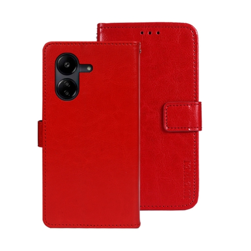 

For Xiaomi Redmi 13C idewei Crazy Horse Texture Leather Phone Case(Red)