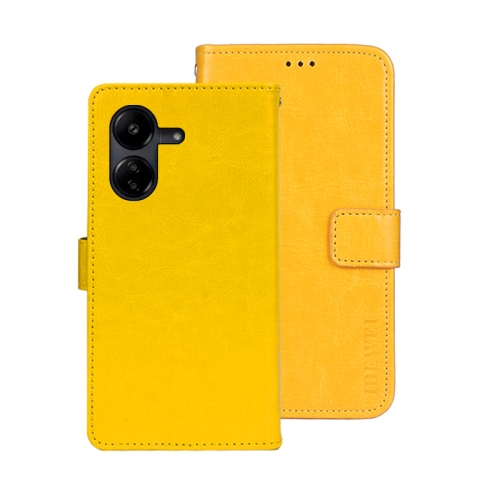 

For Xiaomi Redmi 13C idewei Crazy Horse Texture Leather Phone Case(Yellow)