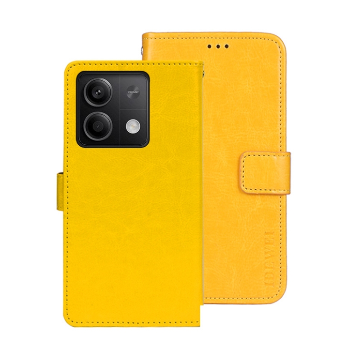 

For Xiaomi Redmi Note 13 5G idewei Crazy Horse Texture Leather Phone Case(Yellow)