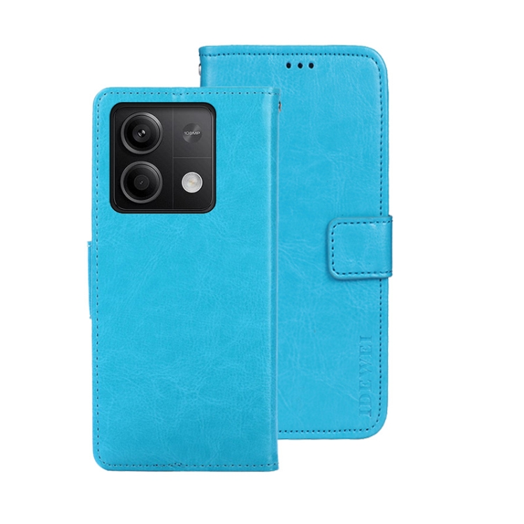 

For Xiaomi Redmi Note 13 5G idewei Crazy Horse Texture Leather Phone Case(Sky Blue)
