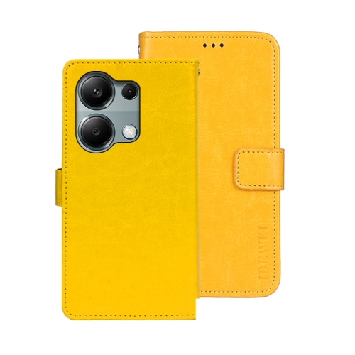 

For Xiaomi Redmi Note 13 Pro 4G idewei Crazy Horse Texture Leather Phone Case(Yellow)