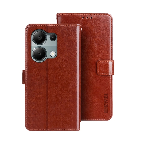 

For Xiaomi Redmi Note 13 Pro 4G idewei Crazy Horse Texture Leather Phone Case(Brown)