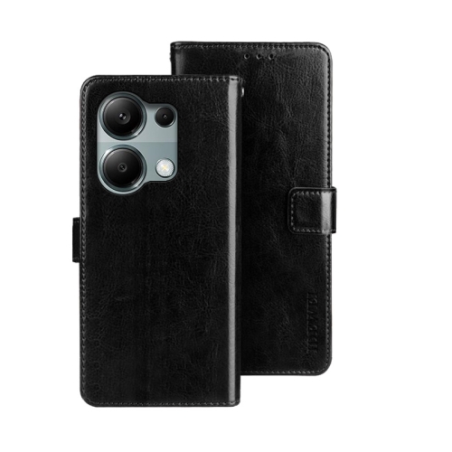 

For Xiaomi Redmi Note 13 Pro 4G idewei Crazy Horse Texture Leather Phone Case(Black)