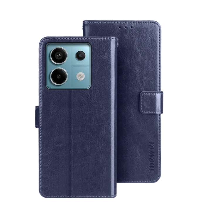 

For Xiaomi Redmi Note 13 Pro 5G idewei Crazy Horse Texture Leather Phone Case(Blue)
