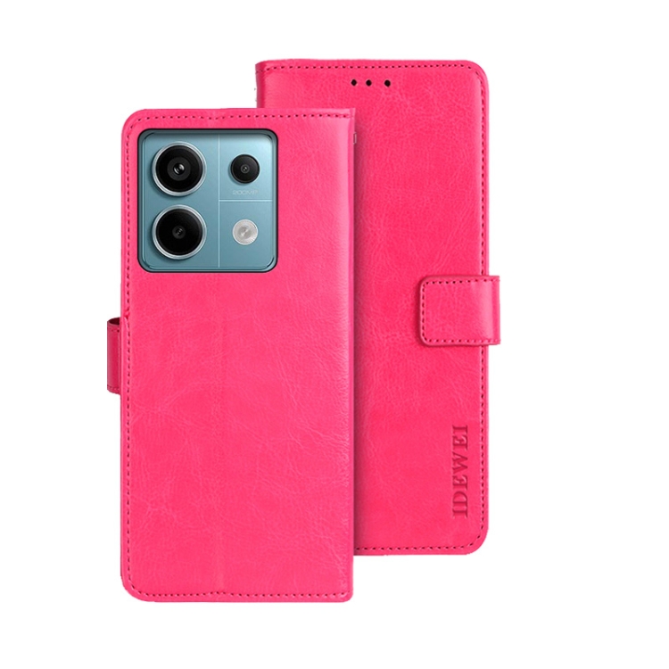 

For Xiaomi Redmi Note 13 Pro 5G idewei Crazy Horse Texture Leather Phone Case(Rose Red)