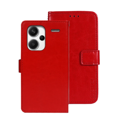 

For Xiaomi Redmi Note 13 Pro+ 5G idewei Crazy Horse Texture Leather Phone Case(Red)