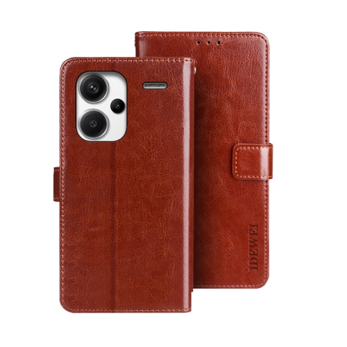 

For Xiaomi Redmi Note 13 Pro+ 5G idewei Crazy Horse Texture Leather Phone Case(Brown)