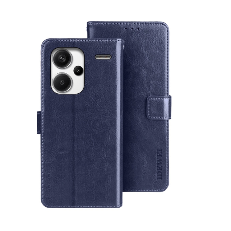 

For Xiaomi Redmi Note 13 Pro+ 5G idewei Crazy Horse Texture Leather Phone Case(Blue)