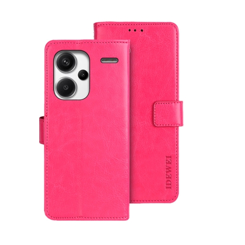 

For Xiaomi Redmi Note 13 Pro+ 5G idewei Crazy Horse Texture Leather Phone Case(Rose Red)