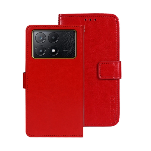 

For Xiaomi Poco X6 Pro 5G idewei Crazy Horse Texture Leather Phone Case(Red)