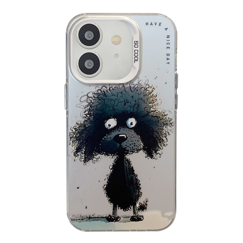 

For iPhone 11 Animal Pattern Oil Painting Series PC + TPU Phone Case(Black Dog)