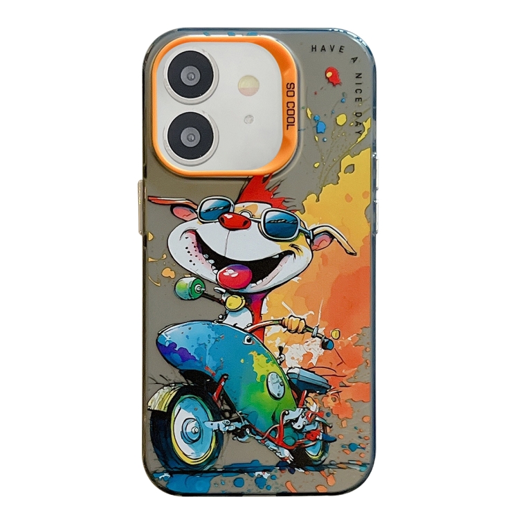 

For iPhone 11 Animal Pattern Oil Painting Series PC + TPU Phone Case(Motorcycle Dog)