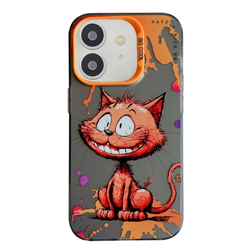 

For iPhone 12 Animal Pattern Oil Painting Series PC + TPU Phone Case(Smiling Cat)