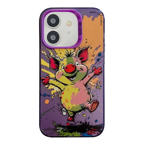

For iPhone 12 Animal Pattern Oil Painting Series PC + TPU Phone Case(Happy Pig)