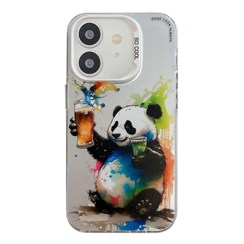 

For iPhone 12 Animal Pattern Oil Painting Series PC + TPU Phone Case(Panda)