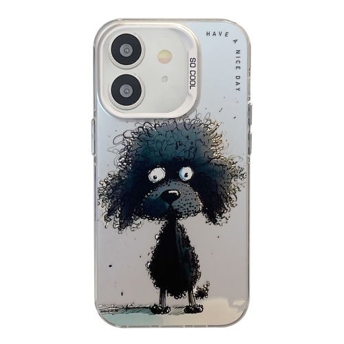 

For iPhone 12 Animal Pattern Oil Painting Series PC + TPU Phone Case(Black Dog)