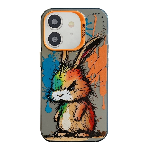 

For iPhone 12 Animal Pattern Oil Painting Series PC + TPU Phone Case(Fat Rabbit)