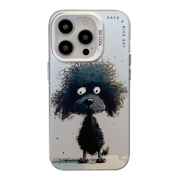 

For iPhone 12 Pro Animal Pattern Oil Painting Series PC + TPU Phone Case(Black Dog)