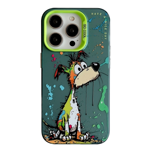 

For iPhone 12 Pro Max Animal Pattern Oil Painting Series PC + TPU Phone Case(Green Dog)