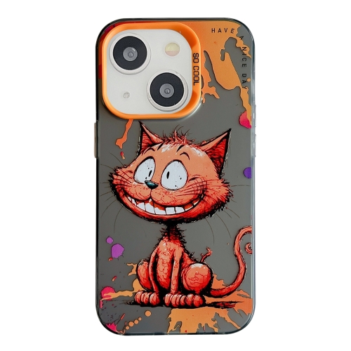 

For iPhone 13 Animal Pattern Oil Painting Series PC + TPU Phone Case(Smiling Cat)