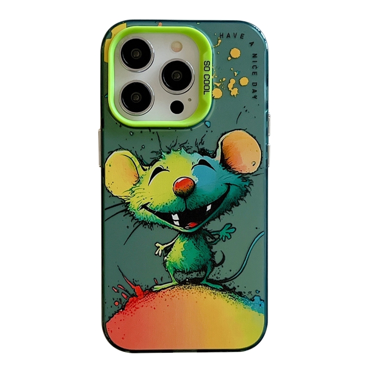 

For iPhone 13 Pro Animal Pattern Oil Painting Series PC + TPU Phone Case(Happy Mouse)