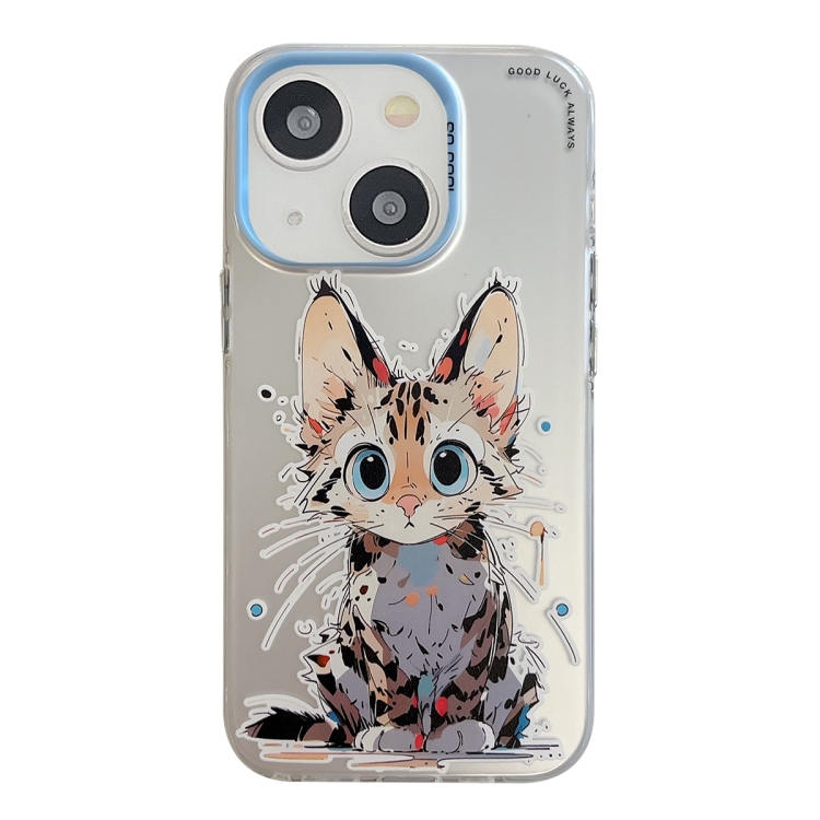 

For iPhone 14 Animal Pattern Oil Painting Series PC + TPU Phone Case(Stupid Cat)