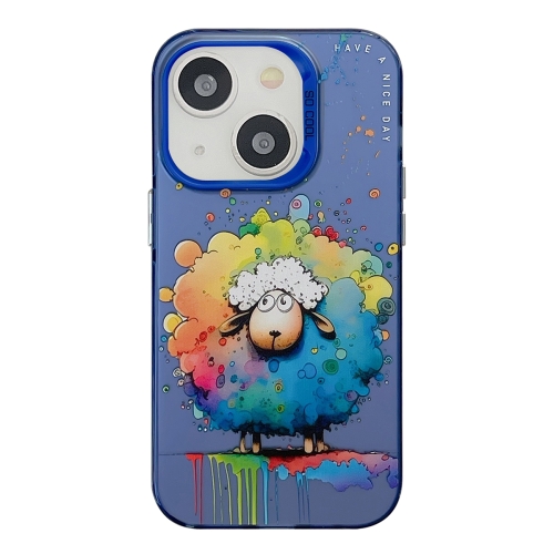 

For iPhone 14 Animal Pattern Oil Painting Series PC + TPU Phone Case(Sheep)