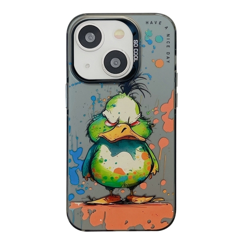 

For iPhone 14 Animal Pattern Oil Painting Series PC + TPU Phone Case(Wrath Duck)