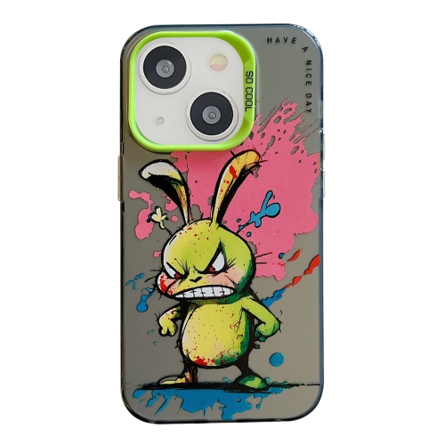 

For iPhone 14 Animal Pattern Oil Painting Series PC + TPU Phone Case(Rabbit)